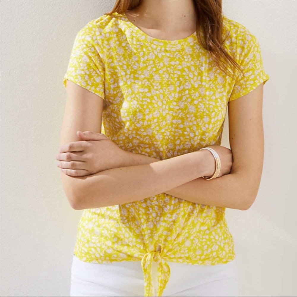 LOFT Linen Tie Hem Blouse